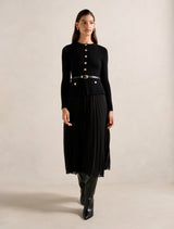 Daphne Long Sleeve Midi Dress Black Forever New