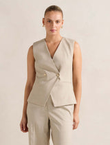 Elora Double Breasted Waistcoat Neutral Suit Forever New
