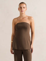 Enya Strapless Top Chocolate Set Forever New
