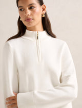 Chantal Zip Neck Knit Sweater Forever New