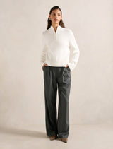 Chantal Zip Neck Knit Sweater Forever New