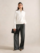 Chantal Zip Neck Knit Sweater Forever New