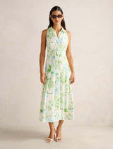 Lindsey Linen Tennis Dress Mint Paxton Floral Forever New