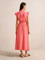 Serafina Scallop Edge Linen Midi Dress Forever New