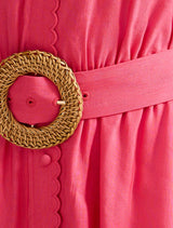 Serafina Scallop Edge Linen Midi Dress Forever New