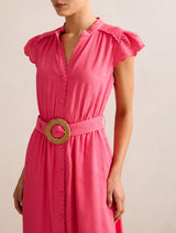 Serafina Scallop Edge Linen Midi Dress Forever New