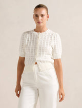 Bianca Stitch Detail Knit Top Cream Forever New