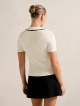 Reagan Contrast Trim Polo Top Forever New