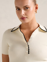 Reagan Contrast Trim Polo Top Forever New