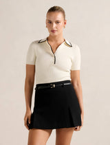 Reagan Contrast Trim Polo Top Mono Forever New
