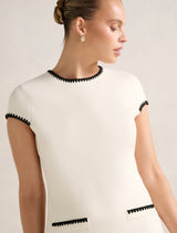 Marla Whipstitch Trim Mini Dress Forever New