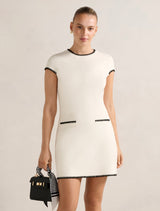 Marla Whipstitch Trim Mini Dress Cream Forever New
