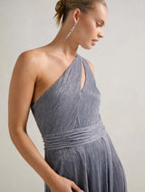 Billie Asymm Plisse Midi Dress Forever New