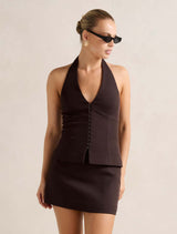 Ricki Halter Waistcoat Dark Chocolate Co-Ord Forever New