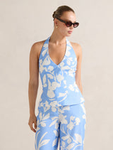 Sanna Halter Top Blue Keele Co-Ord Forever New