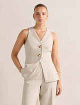 Lulu Long Waistcoat Milk Marle Suit Forever New