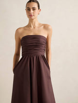 Matisse Ruched Cotton Halter Midi Dress Forever New