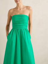 Matisse Ruched Cotton Halter Midi Dress Forever New