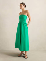 Matisse Ruched Cotton Halter Midi Dress Forever New