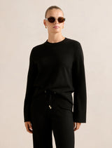 Hazel Knitted Lounge Sweater Black Forever New