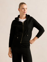 Hazel Knitted Lounge Hoodie Top Black Forever New