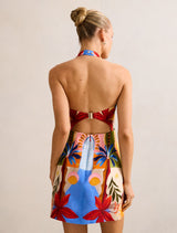 Keely Halter Neck Linen Mini Dress Forever New