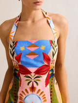 Keely Halter Neck Linen Mini Dress Forever New