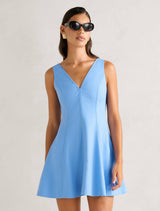 Fran Fit & Flare Linen Mini Dress Blue Lake Forever New