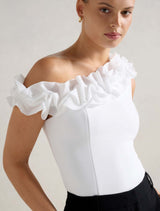 Sadie Tipped Shoulder Ruffle Top Forever New