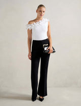 Sadie Tipped Shoulder Ruffle Top Forever New