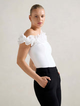 Sadie Tipped Shoulder Ruffle Top Forever New