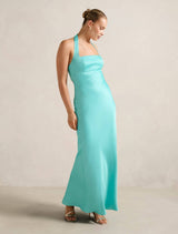 April Open Back Satin Maxi Dress Forever New