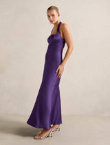 April Open Back Satin Maxi Dress Forever New