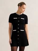 Brielle Short Sleeve Knit Mini Dress Black Forever New