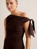 Cinzia Tipped Shoulder Linen Mini Dress Forever New