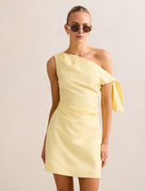 Cinzia Tipped Shoulder Linen Mini Dress Daffodil Forever New