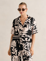 Anika Crop Satin Shirt Mono Rhodes Co-Ord Forever New