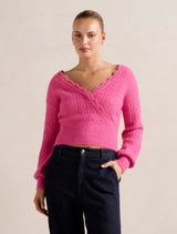 Kylie Stitch Wrap Sweater Pink Forever New
