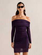 Mindy Mesh Bardot Mini Dress Royal Amethyst Forever New