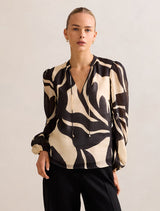 Romina Raglan Blouse Black Nusa Leaf Forever New