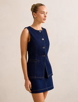 Cassie Denim Waistcoat Forever New