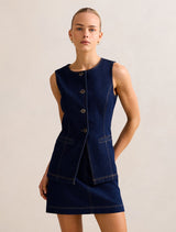 Cassie Denim Waistcoat Dark Wash Co-Ord Forever New