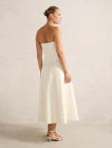 Lottie Strapless Jacquard Midi Dress Forever New