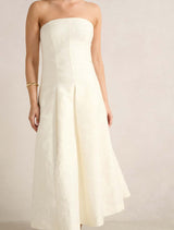 Lottie Strapless Jacquard Midi Dress Forever New