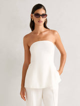 Delton Linen Bandeau Top Porcelain Co-Ord Forever New