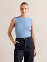 Frankie Boat Neck Tank Top Pacific Blue Forever New