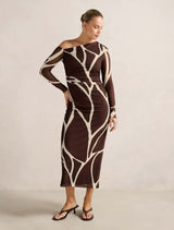 Gemma Tipped Shoulder Midi Dress Dark Sabine Forever New