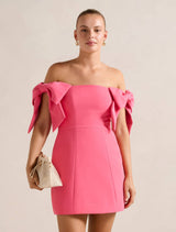 Adalyn Mini Bow Dress Hot Pink Forever New