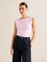 June Cowl Back Top Soft Pink Forever New