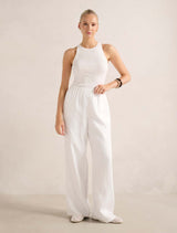Ally Linen Elastic Wide Leg Pants Forever New